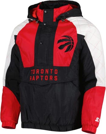 Starter Red Toronto Raptors Body Check Raglan Hoodie Half-Zip Jacket