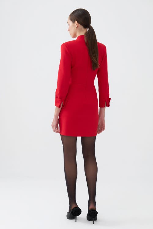 Shop Nocturne Shoulder Pad Mini Dress In Red