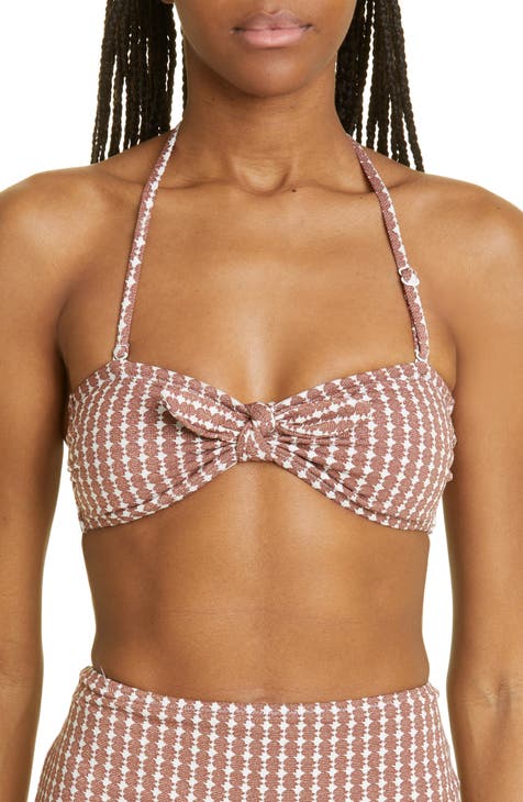 lemlem Women's AVA Bandeau Bikini Top Swimsuit in Lena Pink