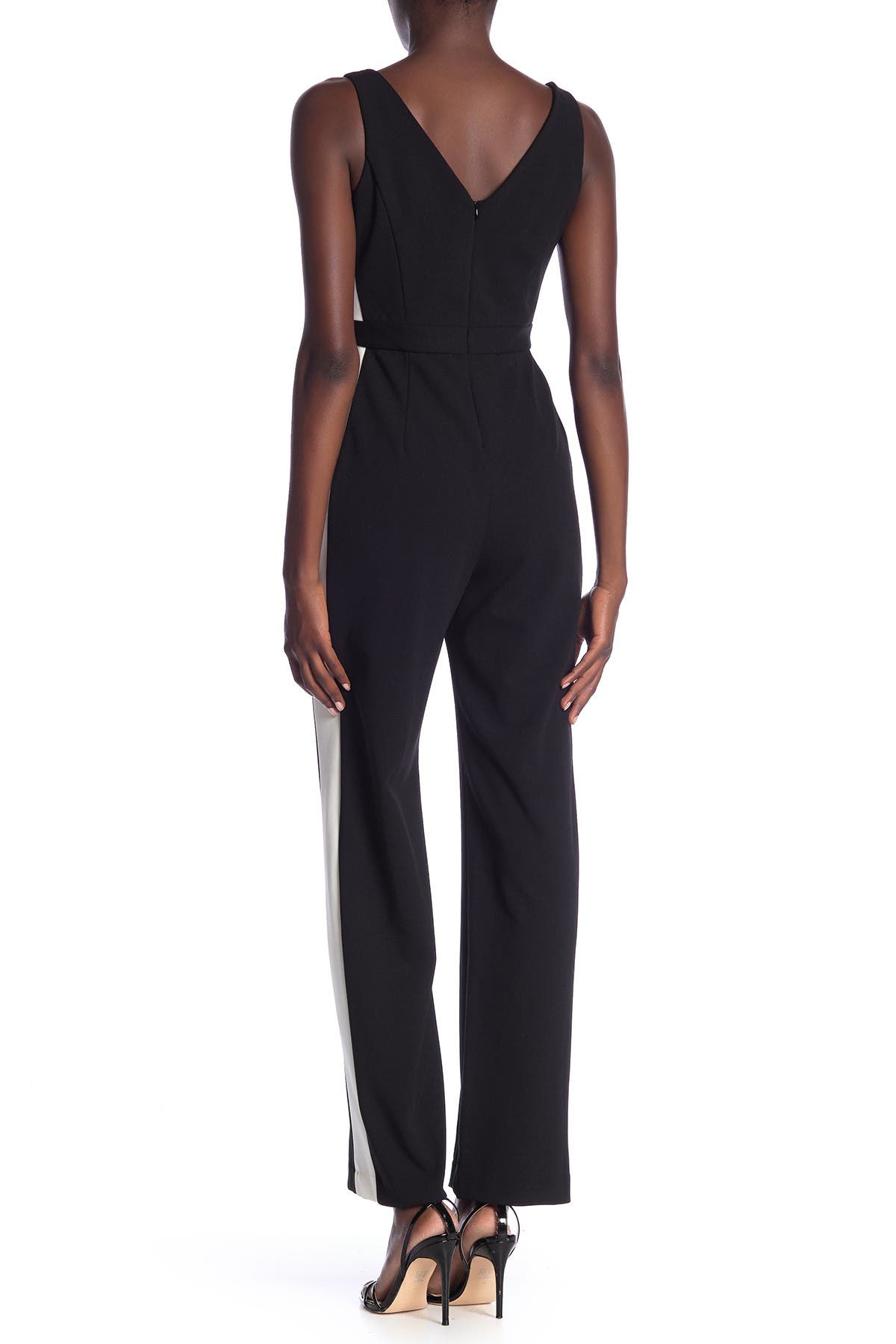 donna morgan jumpsuit with side stripe