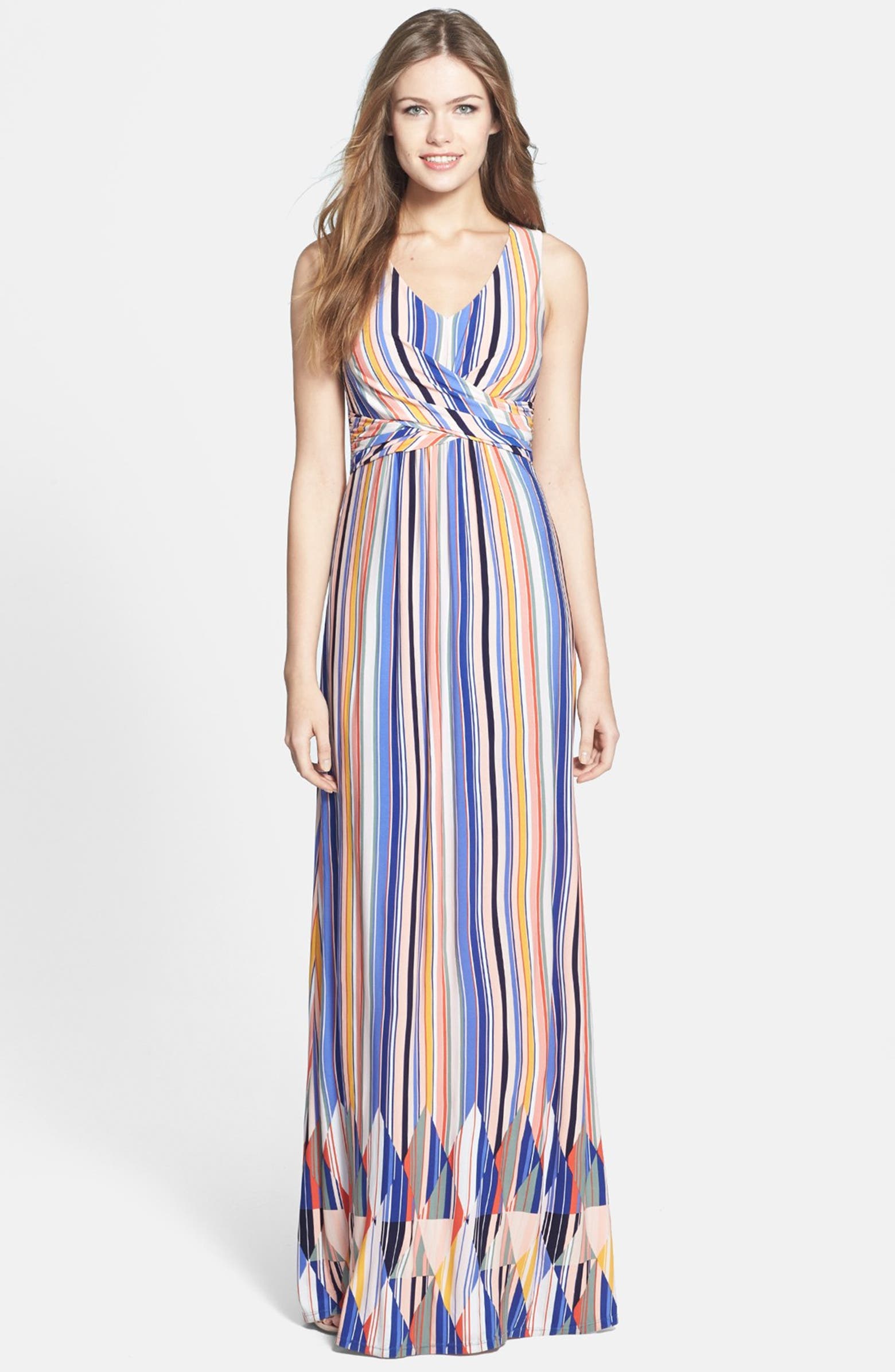 Jessica Simpson Cutout Back V-Neck Print Jersey Maxi Dress | Nordstrom