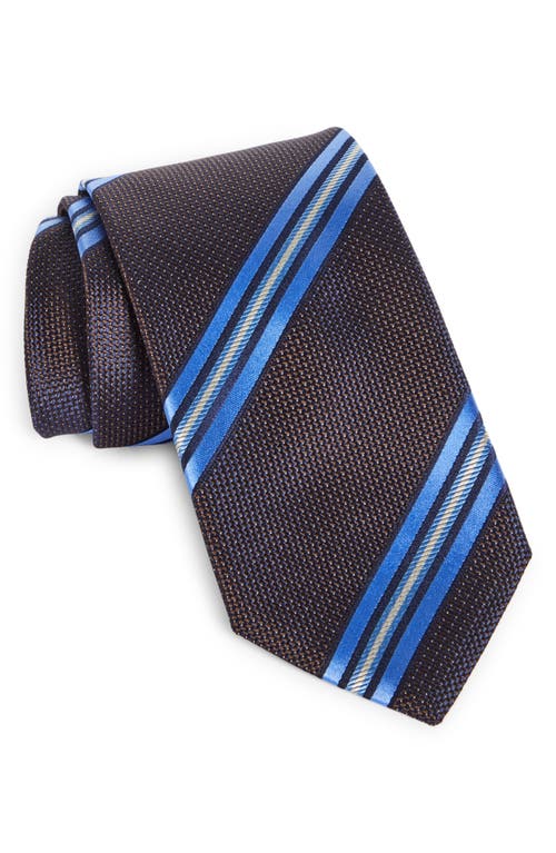 Canali Diagonal Stripe Silk Tie in Brown