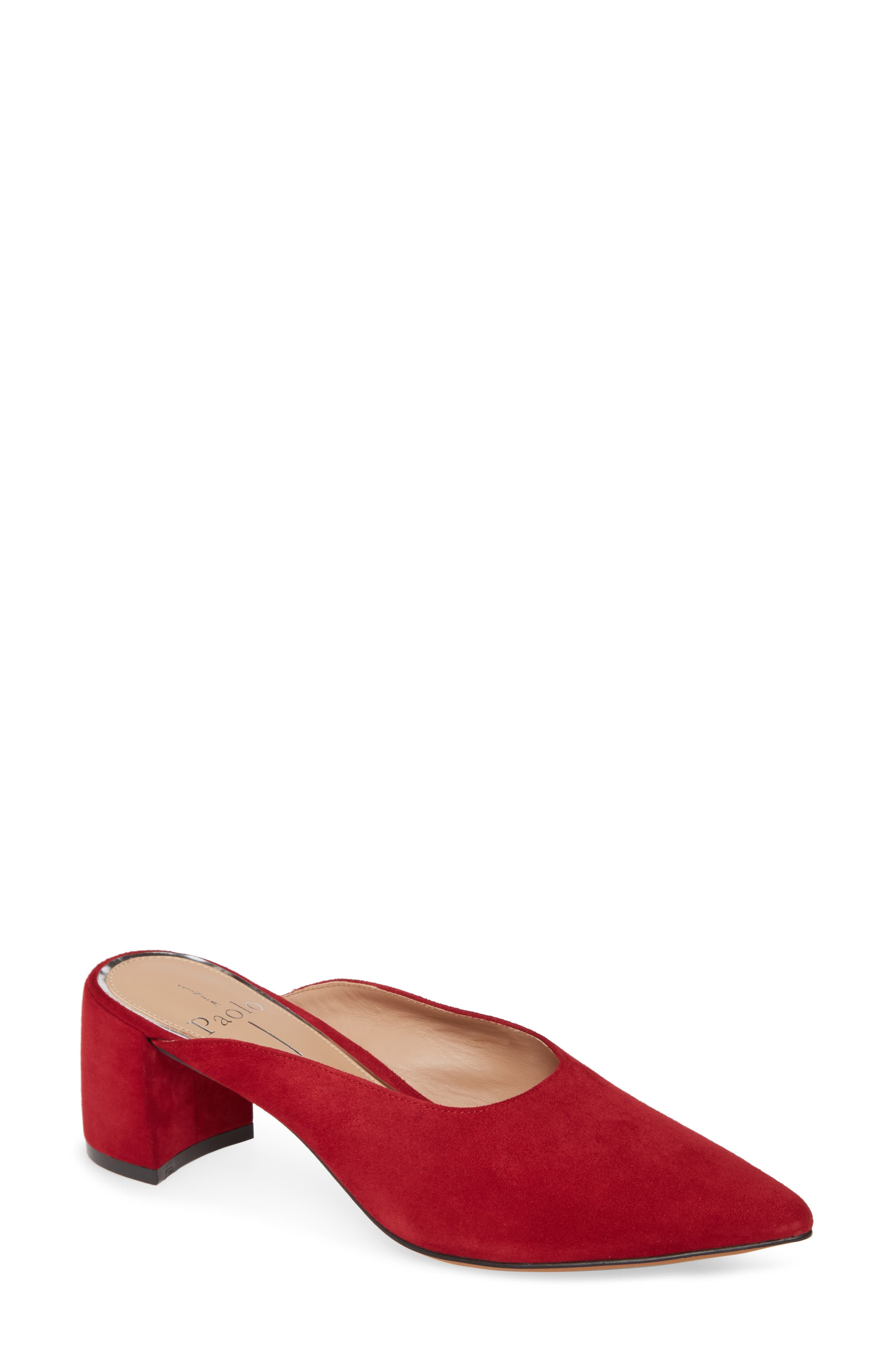 Nordstrom Women Shoes High Heels Wedges Wedge Sandals Block Heel Asymmetric Strap Sandal in Red Leather at Nordstrom 