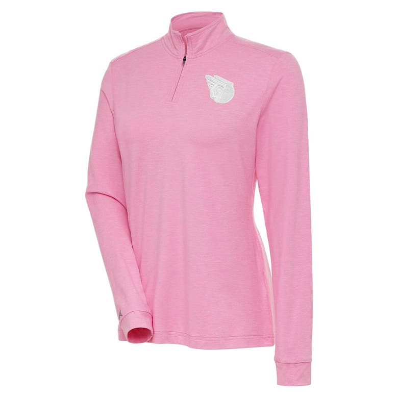 Shop Antigua Pink Cleveland Guardians Mentor Quarter-zip Pullover Top