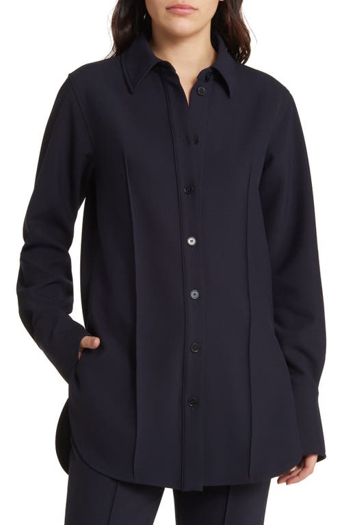 Closed Pintuck Detail Stretch Knit Button-Up Shirt Dark Night at Nordstrom,
