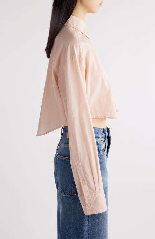 Shop Acne Studios Satai Crop Cotton Voile Button-up Shirt In Dusty Pink