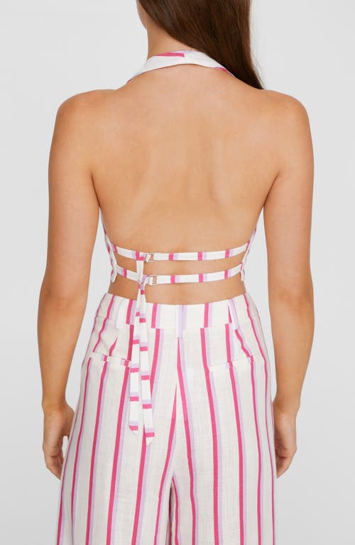 Shop Nasty Gal Stripe Crop Halter Top In Pink Stripe