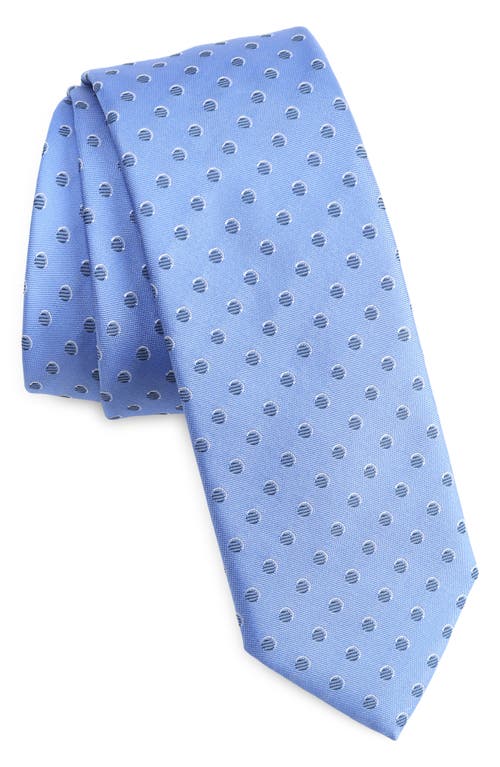 BOSS Neat Dot Silk Skinny Tie in Light Blue at Nordstrom