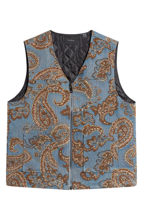 Shop Pacsun Jacquard Denim Vest With Quilted Lining In Denim Multi