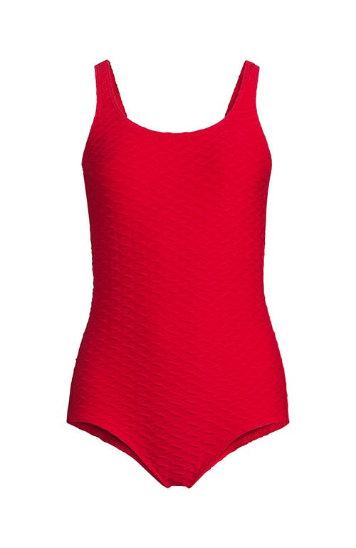 Shop Lands' End Scoop Neck Tugless Sporty One Piece Swimsuit In Strawberry