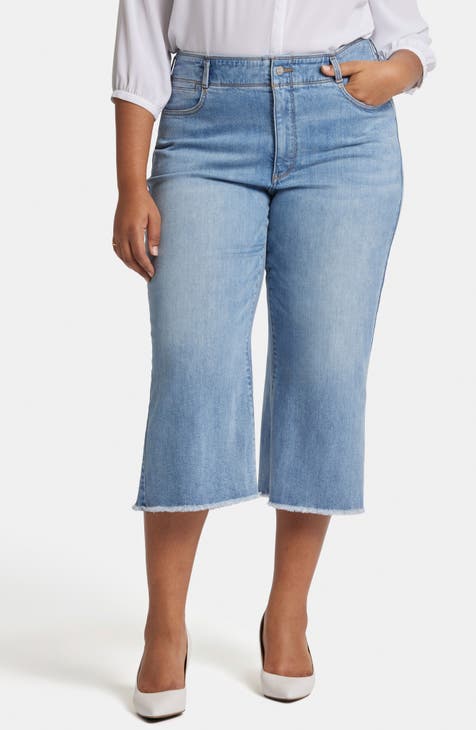 Major High Waist Wide Leg Capri Jeans (Plus)