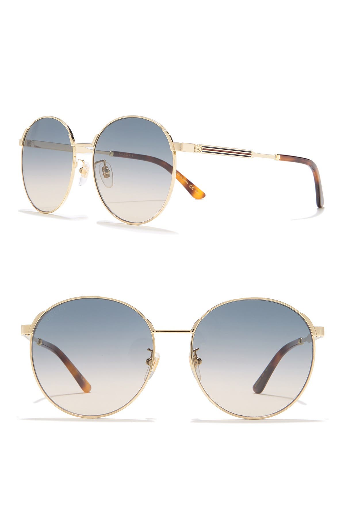 Gucci 58mm Round Metal Frame Sunglasses In Gold