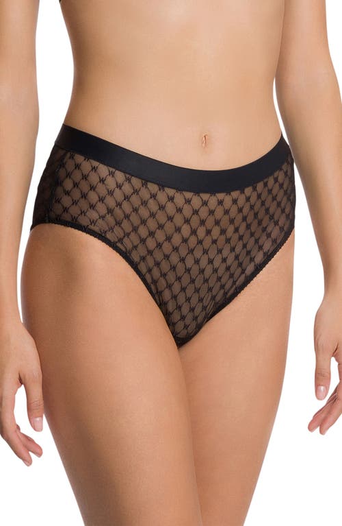 Wolford Sheer Logo Modern Briefs Black at Nordstrom,