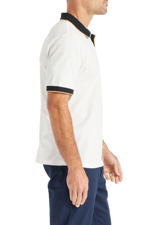 Shop Brixton Pipe Trim Short Sleeve Polo In Off White/black