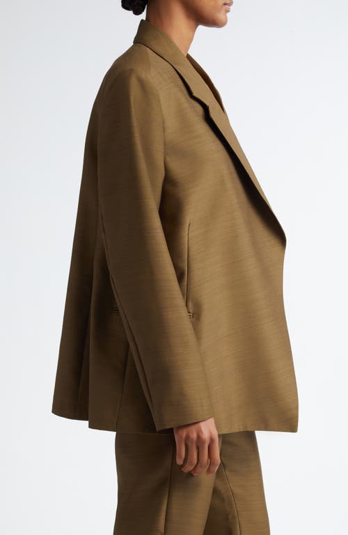 Shop Bite Studios Polus Asymmetric Wool & Silk Blazer In Moss