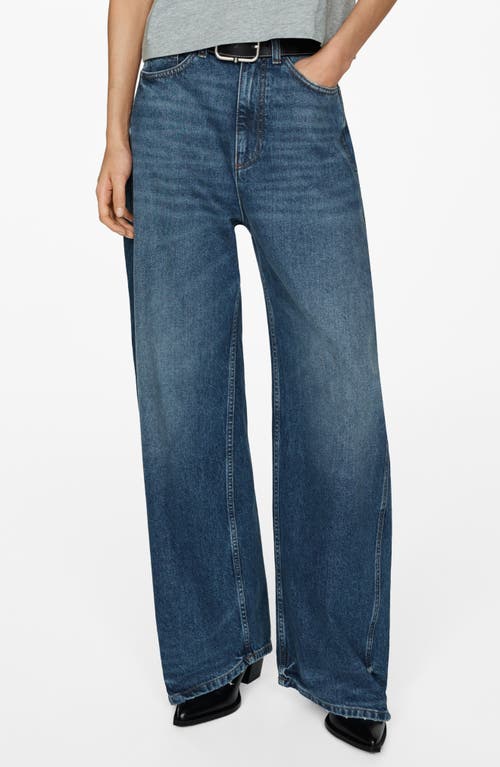 Mango Camilla High Waist Balloon Leg Jeans In Dark Blue