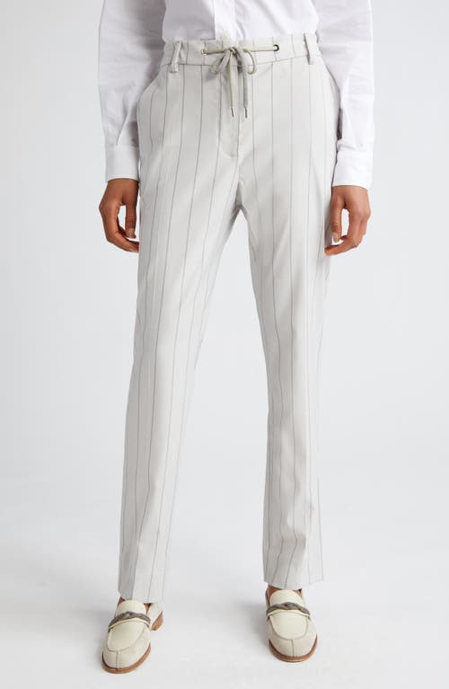 Eleventy Slim Fit Stripe Drawstring Waist Virgin Wool Blend Pants Ivory at Nordstrom, Us