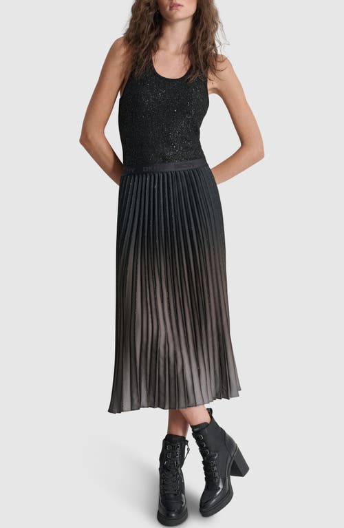 Shop Dkny Ombré Pleated Foiled Skirt In Ash Grey