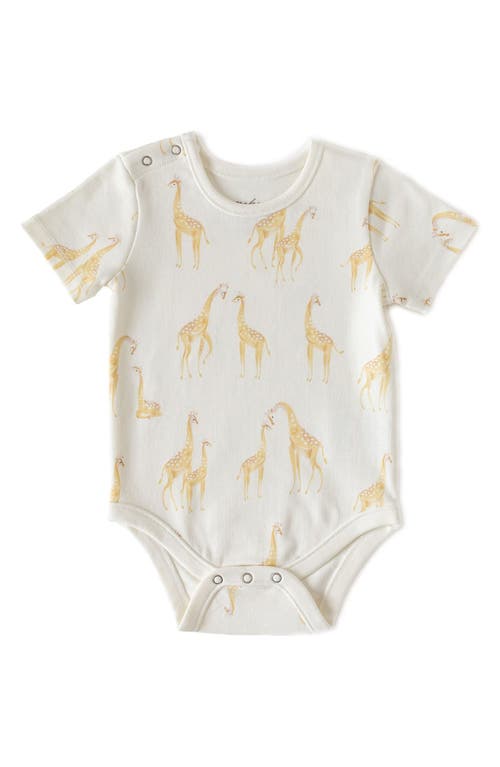 Shop Pehr Follow Me Organic Cotton Bodysuit In Ivory/marigold