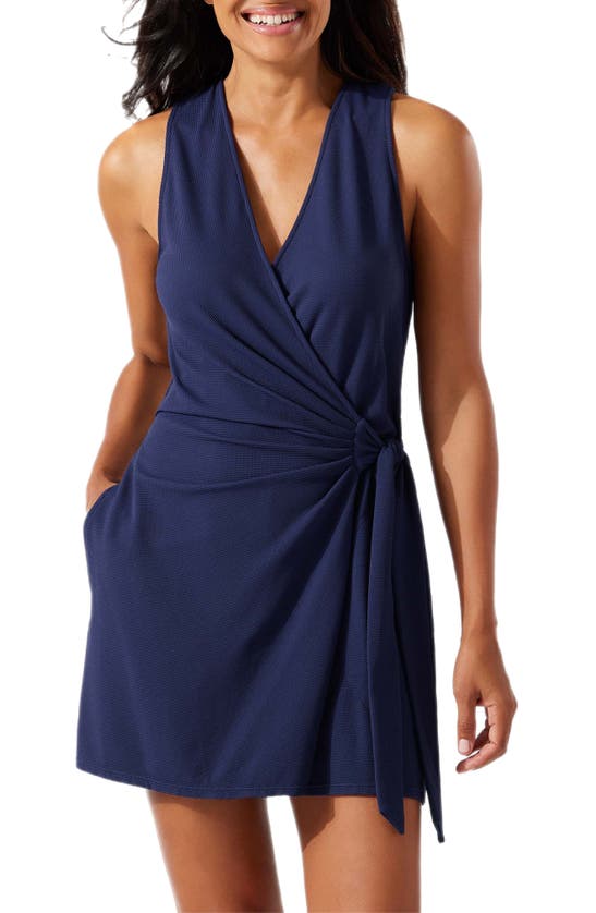 Shop Tommy Bahama Island Cays Cover-up Wrap Romper In Mare Navy