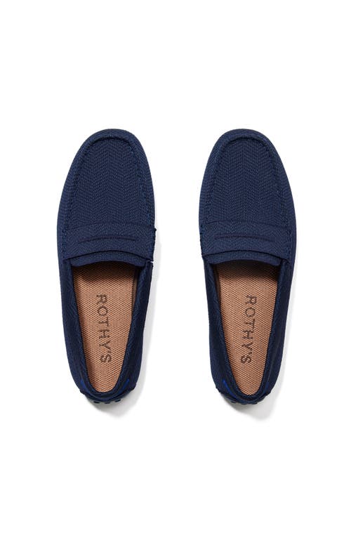 Shop Rothys Rothy's The Driving Loafer In Navy Herringbone