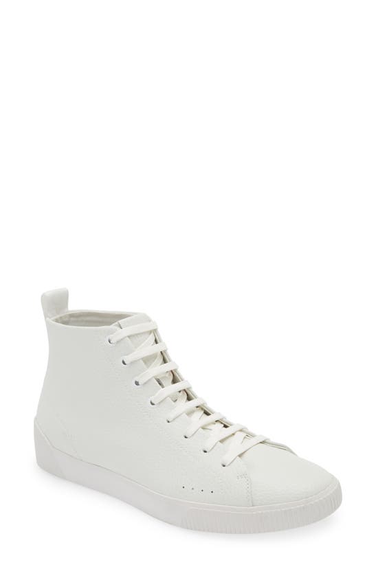 Shop Hugo Boss Boss Zero Hi-top Leather Sneaker In White