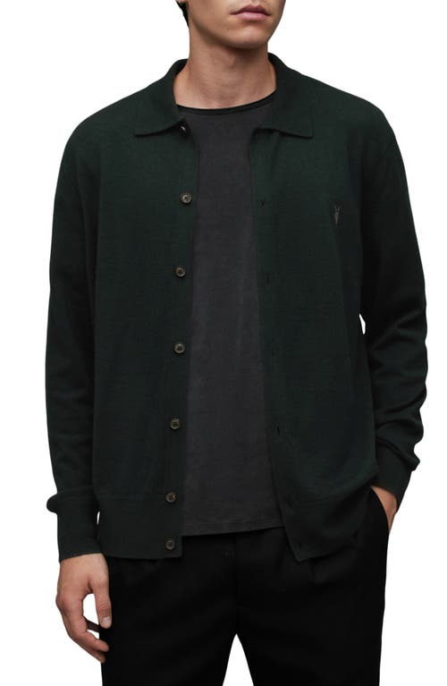 AllSaints Kilburn Wool Blend Cardigan Green at Nordstrom,