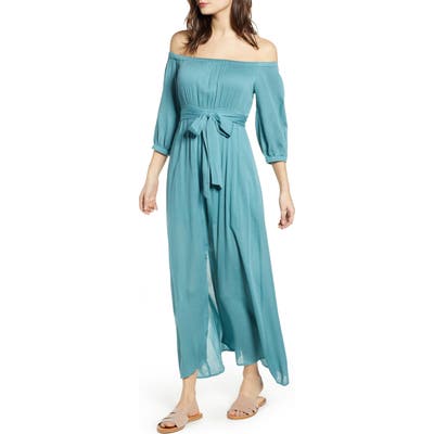 Lira Clothing Kylie Off The Shoulder Midi Dress, Blue