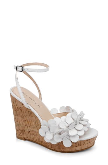 Dee Ocleppo Madrid Leather Wedge Sandals In White Leather