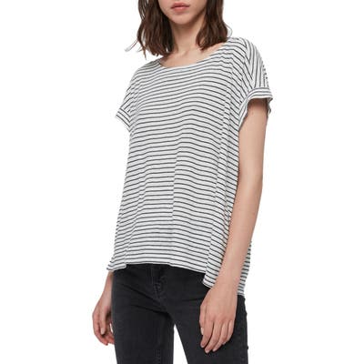Allsaints Pina Stripe Linen & Cotton Tee, White