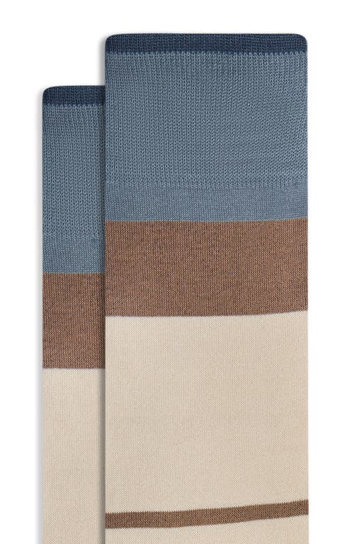 Shop Bugatchi Colorblock Cotton Blend Dress Socks In Mocha