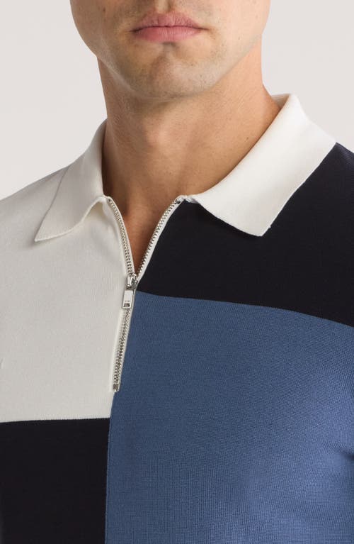 Shop Reiss Delta Colorblock Half Zip Polo Sweater In Blue Multi