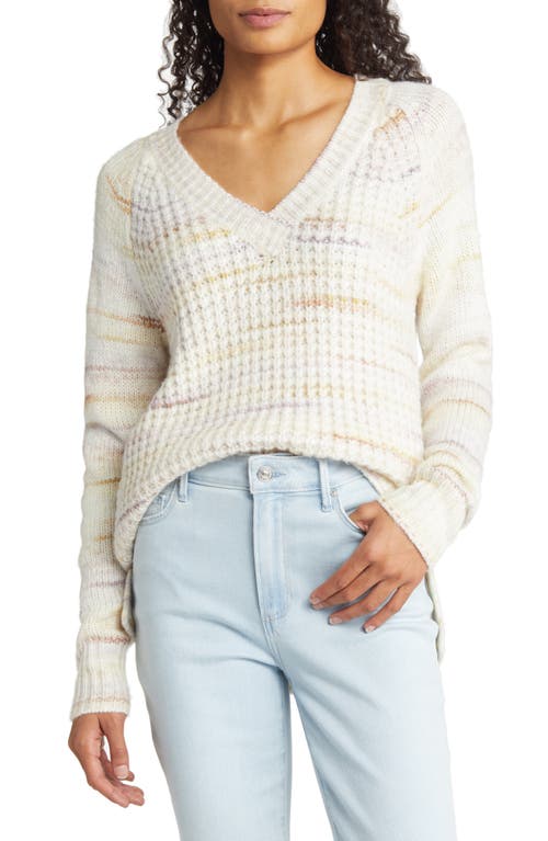 caslon(r) Spacedye V-Neck Sweater in Ivory Multi Spacedye
