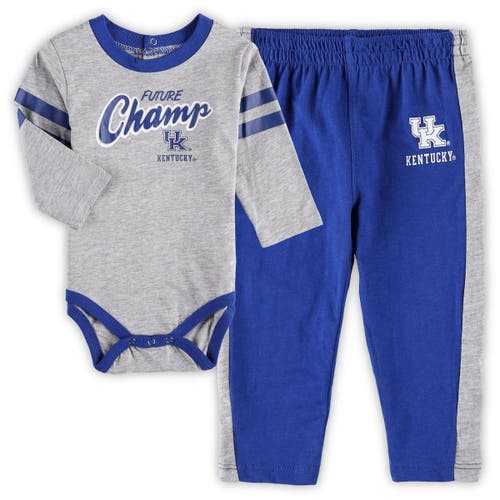Outerstuff Newborn & Infant Royal/Heathered Gray Kentucky Wildcats Little Kicker Long Sleeve Bodysuit & Sweatpants Set