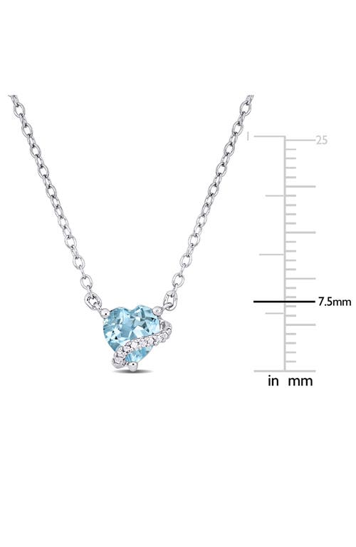 Delmar Sky Blue Topaz & Diamond Heart Pendant Necklace In Blue