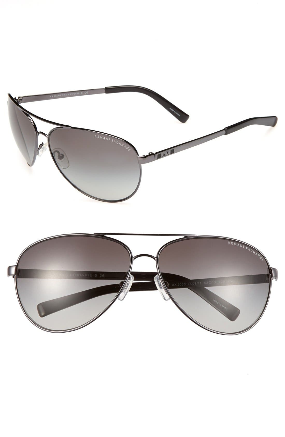 AX Armani Exchange 63mm Aviator Sunglasses Nordstrom