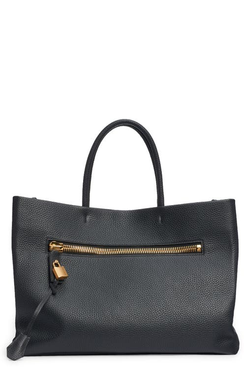 Large Alix Grained Leather Tote in 001 Black