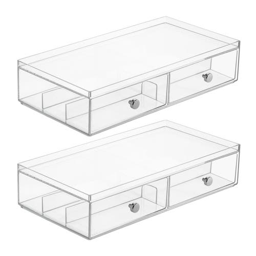 mDesign Wide Plastic Stackable Glasses Organizer Box, 2 Drawers, 2 Pack in Clear at Nordstrom