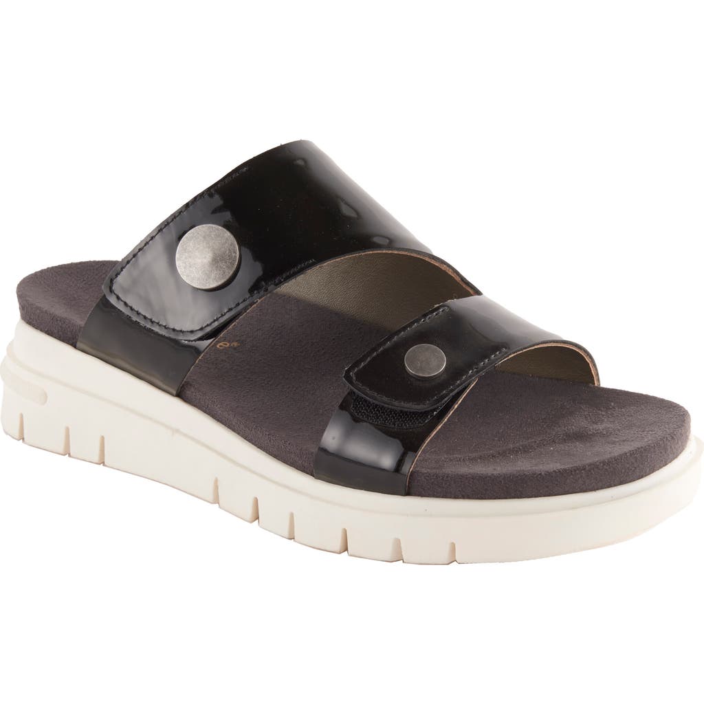 David Tate Elena Wedge Slide Sandal In Black Patent