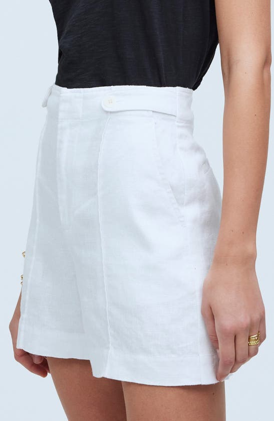 Shop Madewell Clean Tab Linen Canvas Shorts In Eyelet White