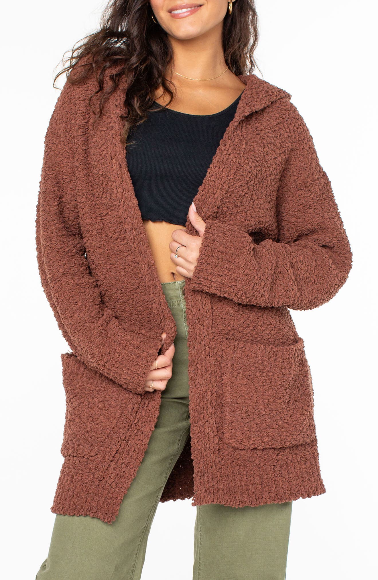 Roxy Weekend Retreat Bouclé Cardigan in Russet 
