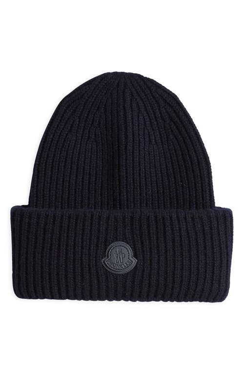 Moncler Logo Cashmere Beanie in Navy at Nordstrom