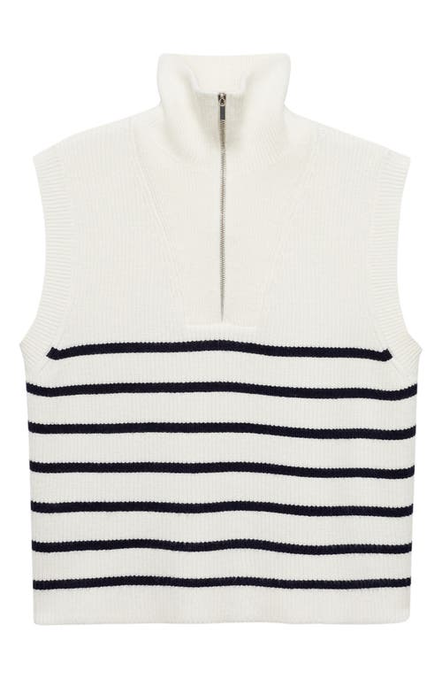 Mango Rizon Sweater Vest In Ivory/navy Stripe