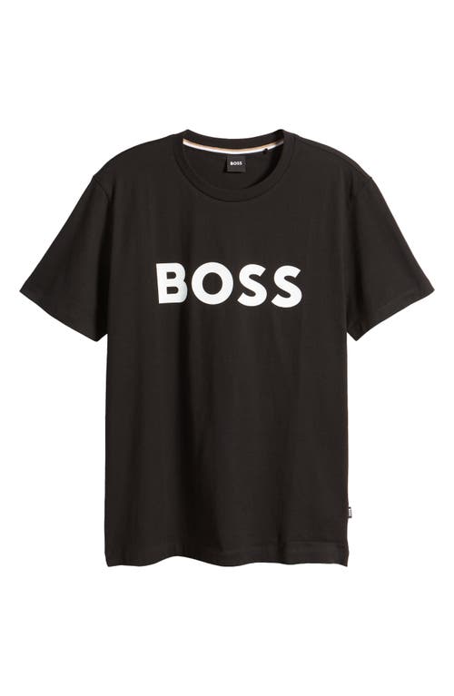 Hugo Boss Boss Tiburt 354 Logo Print T Shirt In Black