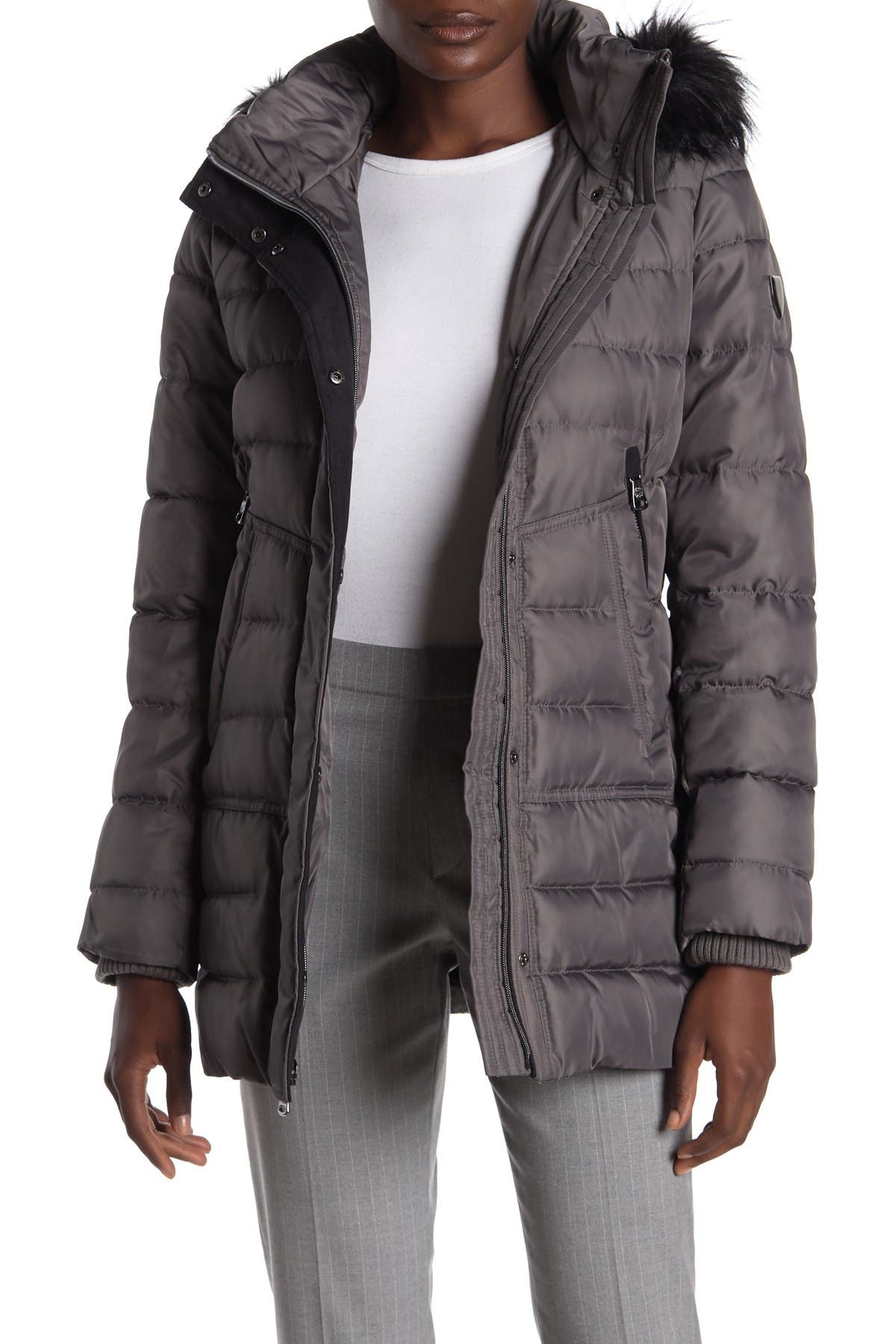 Vince camuto faux fur trim coat Clearance