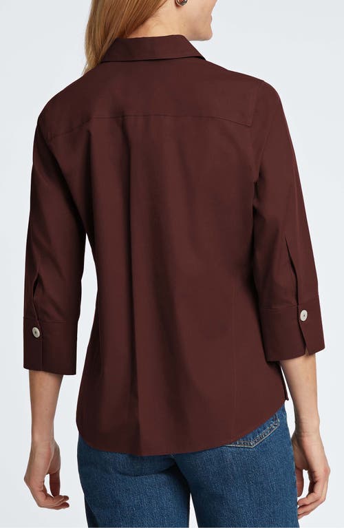 Shop Foxcroft Paityn Button-up Blouse In Chicory Coffee