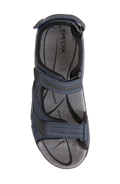 Shop Geox Strada Sport Sandal In Navy/dk Grey