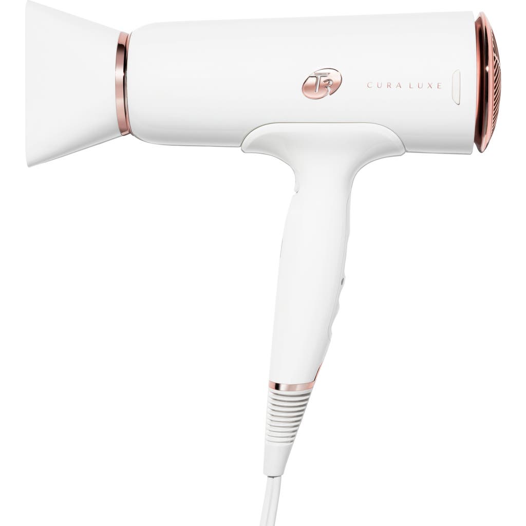T3 Cura Luxe Professional Ionic Hair Dryer With Auto Pause Sensor In White/rose Gold