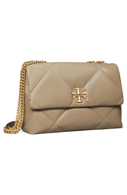 Tory Burch Kira Diamond Small Leather Shoulder Bag In Taupe Oak