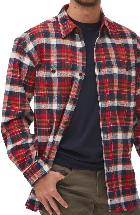Rainforest Heavyweight Brushed Flannel Shirt In Red/ Navy Plaid